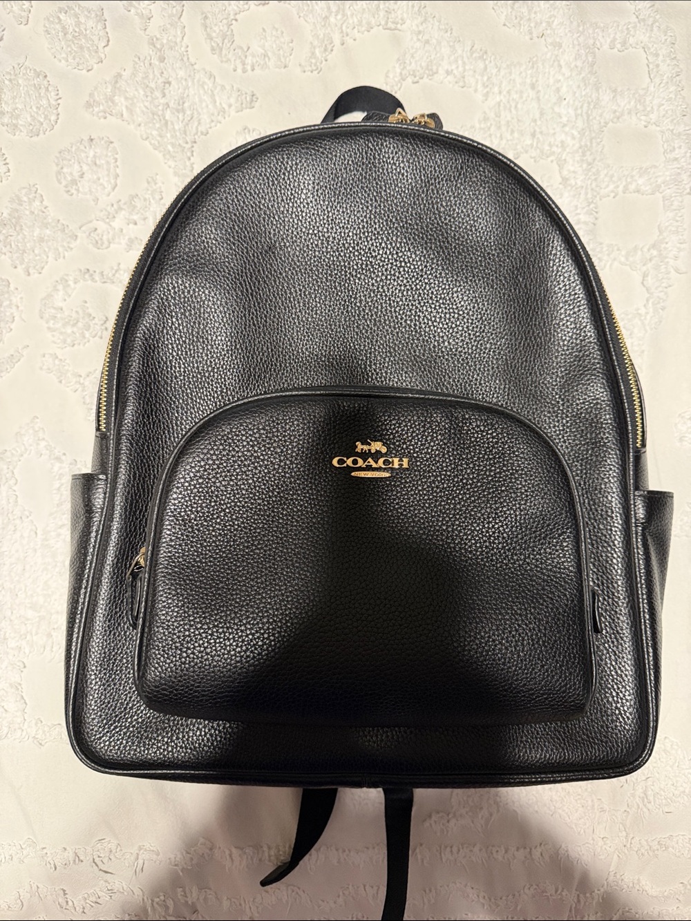 Coach Black Pebbled Leather Backpack with Gold Hardware